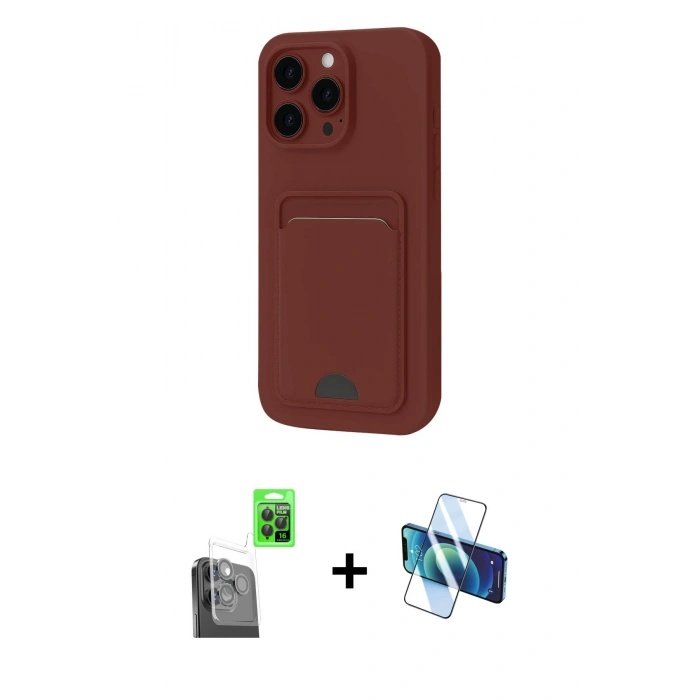 MARSİLYAN™- iPhone 16 Pro Max Kılıf Vadi Çizgi Prime - Siyah 3D Antistatik Seramik Nano Ekran Koruyucu + Raze Metal Kamera Lens - SH