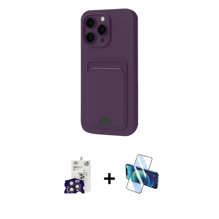MARSİLYAN™- iPhone 16 Pro Max Kılıf Vadi Çizgi Prime - Siyah 3D Antistatik Seramik Nano Ekran Koruyucu + Titanyum Gri Bilvis Titan Kamera Lens
