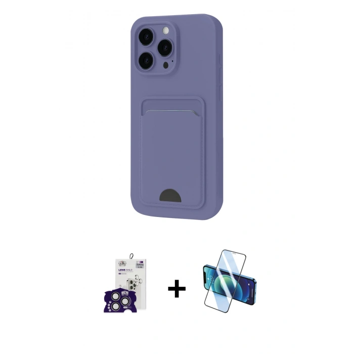 MARSİLYAN™- iPhone 16 Pro Max Kılıf Vadi Çizgi Prime - Siyah 3D Antistatik Seramik Nano Ekran Koruyucu + Titanyum Gri Bilvis Titan Kamera Lens