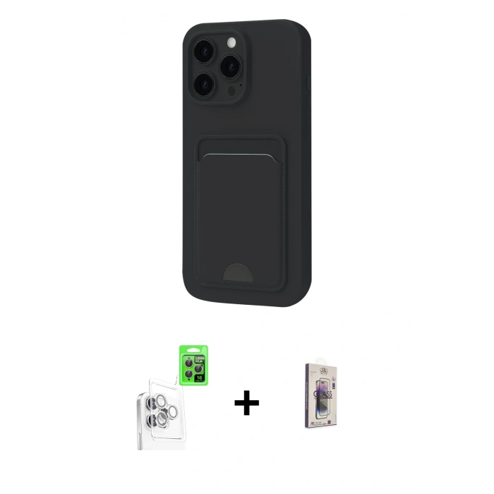 MARSİLYAN™- iPhone 16 Pro Max Kılıf Vadi Çizgi Prime - Siyah Bilvis 3D Cam Ekran Koruyucu + Raze Metal Kamera Lens - BZ