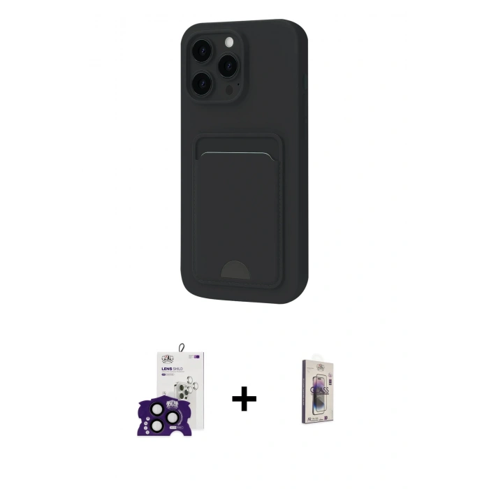 MARSİLYAN™- iPhone 16 Pro Max Kılıf Vadi Çizgi Prime - Siyah Bilvis 3D Cam Ekran Koruyucu + Bilvis Titan Kamera Lens - SH