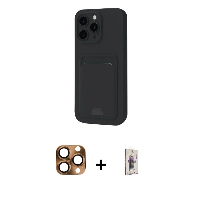 MARSİLYAN™- iPhone 16 Pro Max Kılıf Vadi Çizgi Prime - Siyah Bilvis 3D Cam Ekran Koruyucu + Çöl Titanyum Pers Alüminyum Kamera Lens