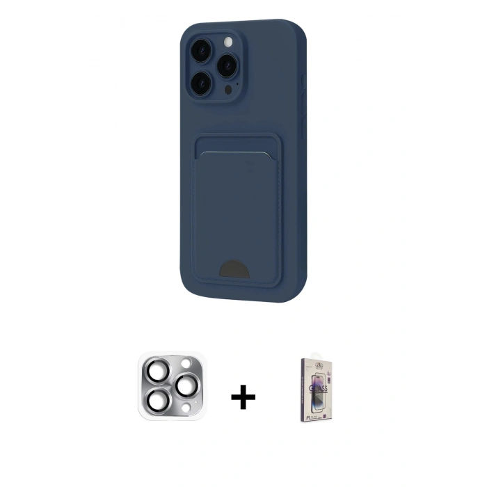 MARSİLYAN™- iPhone 16 Pro Max Kılıf Vadi Çizgi Prime - Siyah Bilvis 3D Cam Ekran Koruyucu + Pers Alüminyum Kamera Lens - GI