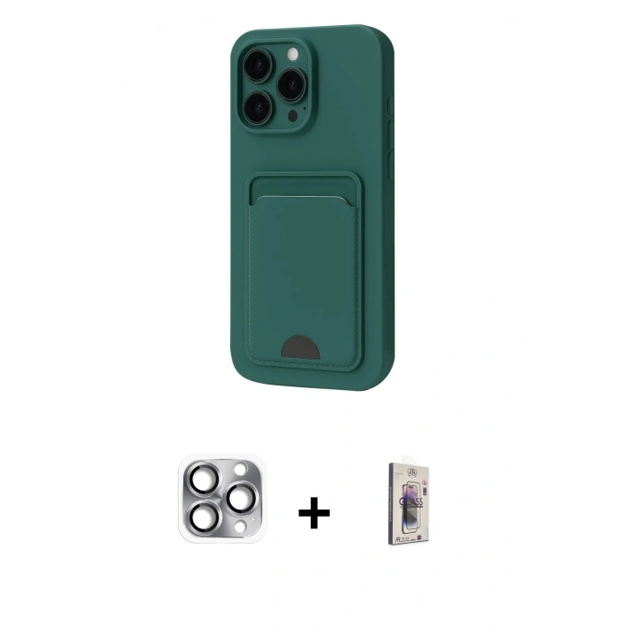 MARSİLYAN™- iPhone 16 Pro Max Kılıf Vadi Çizgi Prime - Siyah Bilvis 3D Cam Ekran Koruyucu + Pers Alüminyum Kamera Lens - GI