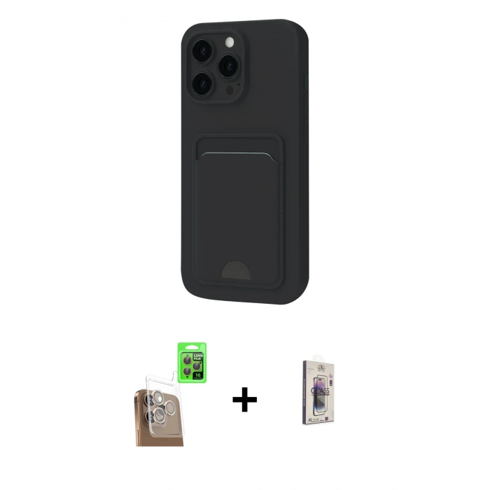 MARSİLYAN™- iPhone 16 Pro Max Kılıf Vadi Çizgi Prime - Siyah Bilvis 3D Cam Ekran Koruyucu + Raze Metal Kamera Lens - CLTM
