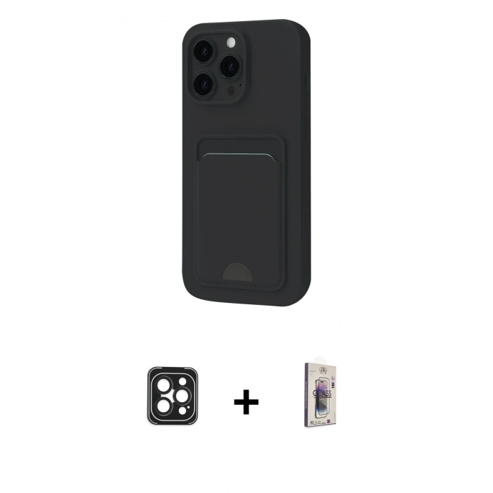 MARSİLYAN™- iPhone 16 Pro Max Kılıf Vadi Çizgi Prime - Siyah Bilvis 3D Cam Ekran Koruyucu + PVD Metal Kamera Lens - SH