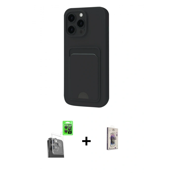 MARSİLYAN™- iPhone 16 Pro Max Kılıf Vadi Çizgi Prime - Siyah Bilvis 3D Cam Ekran Koruyucu + Raze Metal Kamera Lens - SH