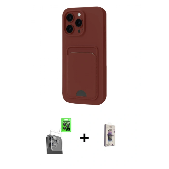 MARSİLYAN™- iPhone 16 Pro Max Kılıf Vadi Çizgi Prime - Siyah Bilvis 3D Cam Ekran Koruyucu + Raze Metal Kamera Lens - SH