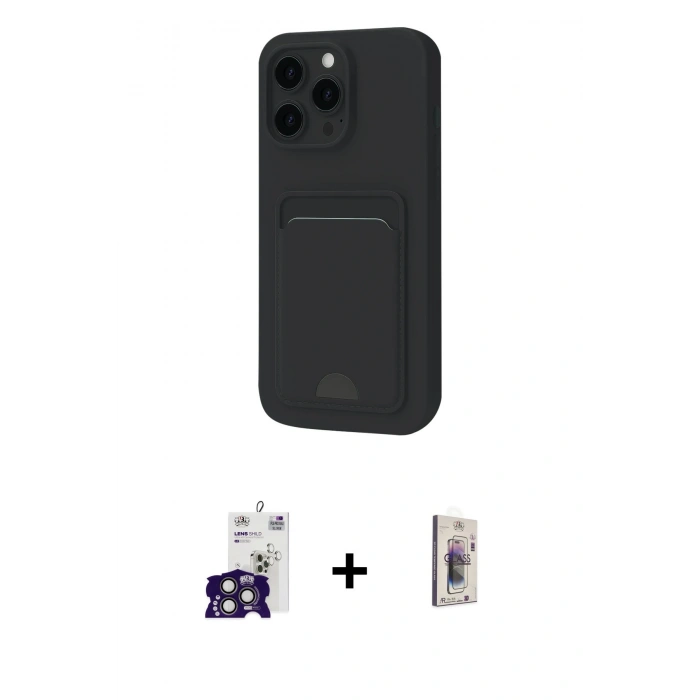 MARSİLYAN™- iPhone 16 Pro Max Kılıf Vadi Çizgi Prime - Siyah Bilvis 3D Cam Ekran Koruyucu + Titanyum Gri Bilvis Titan Kamera Lens