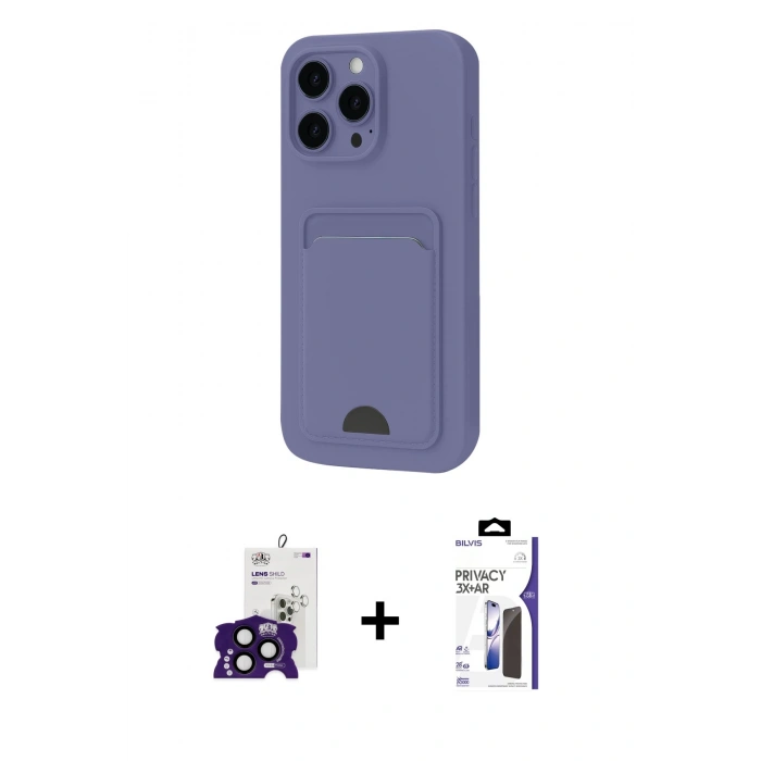 MARSİLYAN™- iPhone 16 Pro Max Kılıf Vadi Çizgi Prime - Siyah Bilvis 3X AR Hayalet Cam Ekran Koruyucu + Bilvis Titan Kamera Lens - SH