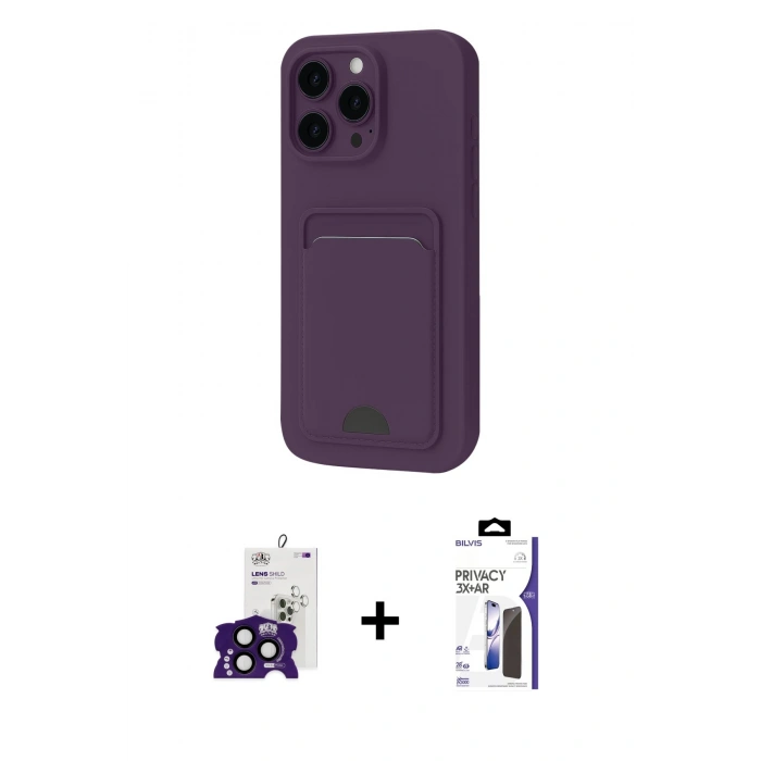 MARSİLYAN™- iPhone 16 Pro Max Kılıf Vadi Çizgi Prime - Siyah Bilvis 3X AR Hayalet Cam Ekran Koruyucu + Bilvis Titan Kamera Lens - SH