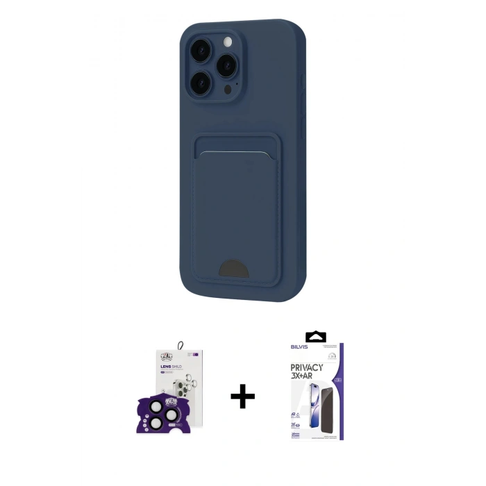 MARSİLYAN™- iPhone 16 Pro Max Kılıf Vadi Çizgi Prime - Siyah Bilvis 3X AR Hayalet Cam Ekran Koruyucu + Bilvis Titan Kamera Lens - SH