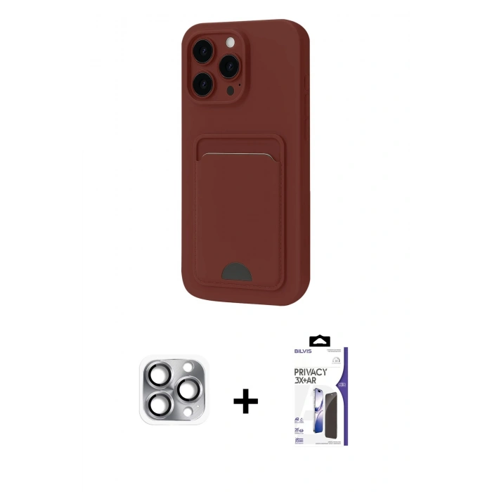 MARSİLYAN™- iPhone 16 Pro Max Kılıf Vadi Çizgi Prime - Siyah Bilvis 3X AR Hayalet Cam Ekran Koruyucu + Pers Alüminyum Kamera Lens - GI