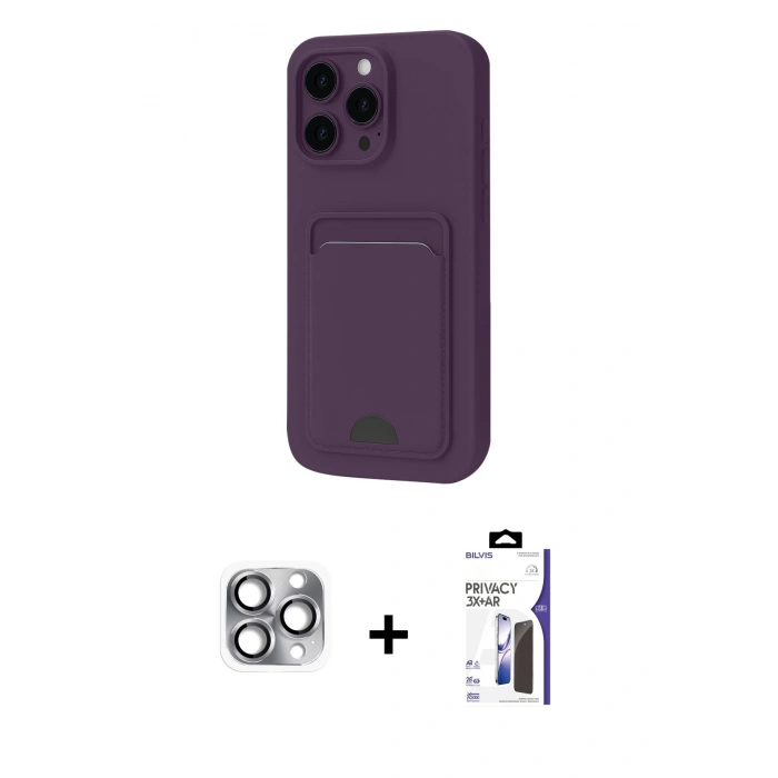 MARSİLYAN™- iPhone 16 Pro Max Kılıf Vadi Çizgi Prime - Siyah Bilvis 3X AR Hayalet Cam Ekran Koruyucu + Pers Alüminyum Kamera Lens - GI