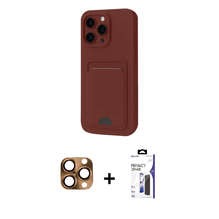 MARSİLYAN™- iPhone 16 Pro Max Kılıf Vadi Çizgi Prime - Siyah Bilvis 3X AR Hayalet Cam Ekran Koruyucu + Pers Alüminyum Kamera Lens - CLTM
