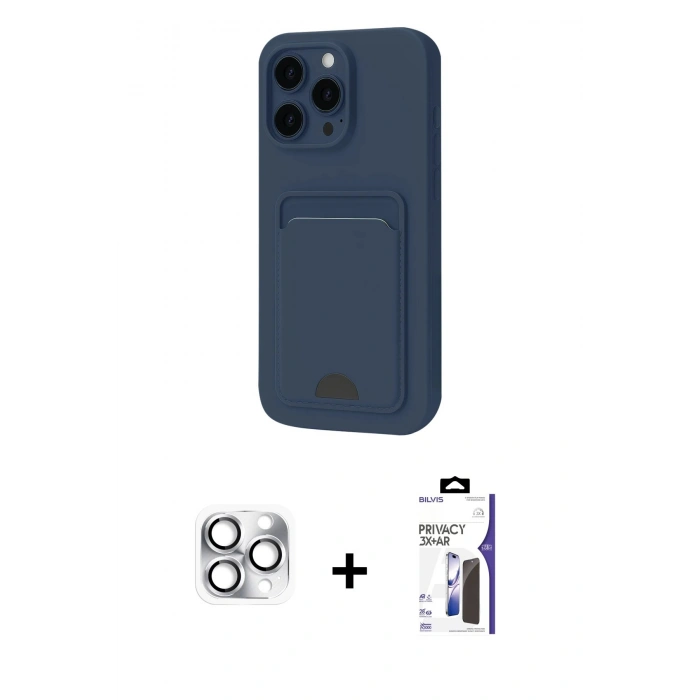 MARSİLYAN™- iPhone 16 Pro Max Kılıf Vadi Çizgi Prime - Siyah Bilvis 3X AR Hayalet Cam Ekran Koruyucu + Pers Alüminyum Kamera Lens - GS