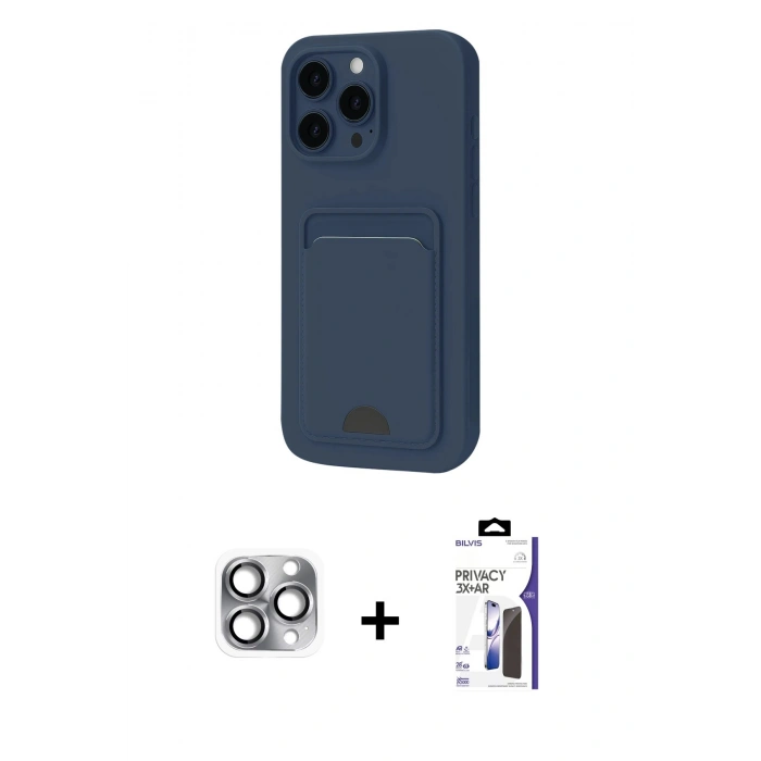 MARSİLYAN™- iPhone 16 Pro Max Kılıf Vadi Çizgi Prime - Siyah Bilvis 3X AR Hayalet Cam Ekran Koruyucu + Pers Alüminyum Kamera Lens - GI