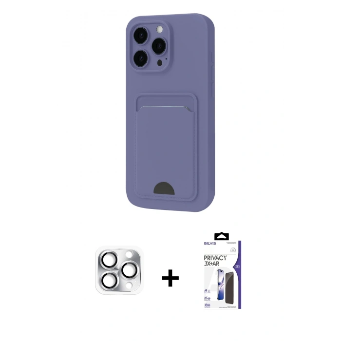 MARSİLYAN™- iPhone 16 Pro Max Kılıf Vadi Çizgi Prime - Siyah Bilvis 3X AR Hayalet Cam Ekran Koruyucu + Pers Alüminyum Kamera Lens - GS
