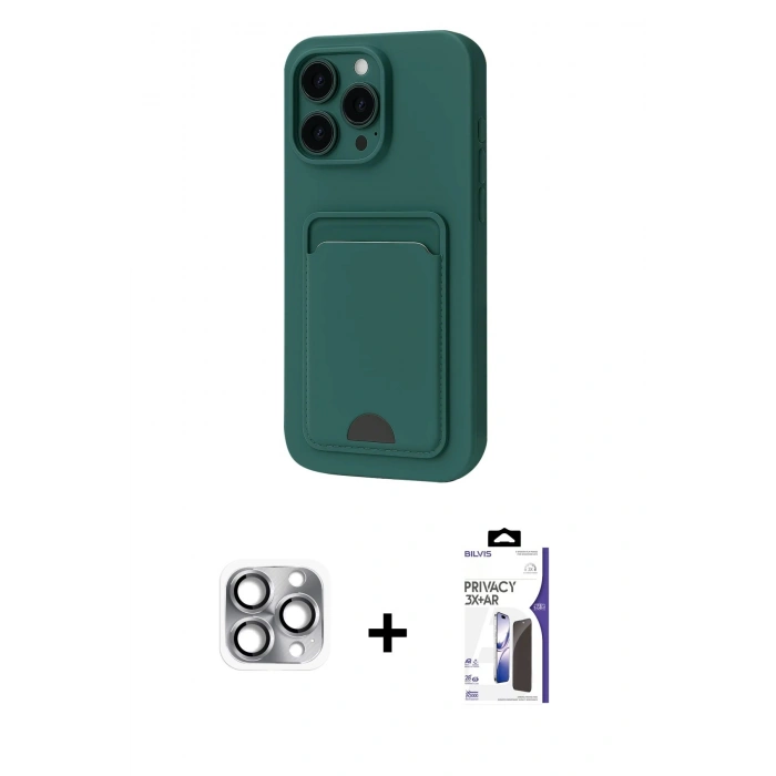 MARSİLYAN™- iPhone 16 Pro Max Kılıf Vadi Çizgi Prime - Siyah Bilvis 3X AR Hayalet Cam Ekran Koruyucu + Pers Alüminyum Kamera Lens - GI