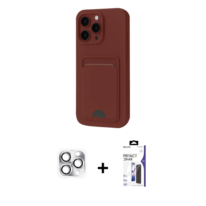 MARSİLYAN™- iPhone 16 Pro Max Kılıf Vadi Çizgi Prime - Siyah Bilvis 3X AR Hayalet Cam Ekran Koruyucu + Pers Alüminyum Kamera Lens - GS