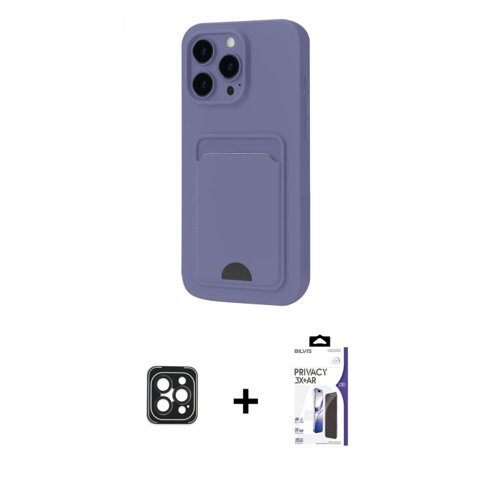 MARSİLYAN™- iPhone 16 Pro Max Kılıf Vadi Çizgi Prime - Siyah Bilvis 3X AR Hayalet Cam Ekran Koruyucu + PVD Metal Kamera Lens - SH