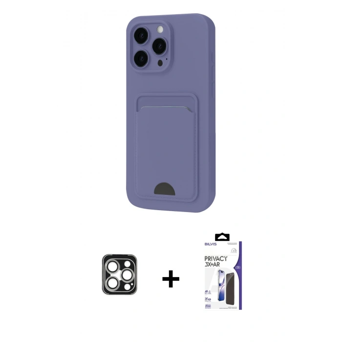 MARSİLYAN™- iPhone 16 Pro Max Kılıf Vadi Çizgi Prime - Siyah Bilvis 3X AR Hayalet Cam Ekran Koruyucu + PVD Metal Kamera Lens - GS