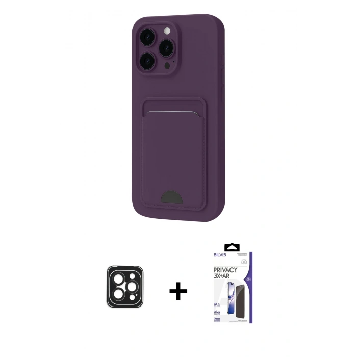 MARSİLYAN™- iPhone 16 Pro Max Kılıf Vadi Çizgi Prime - Siyah Bilvis 3X AR Hayalet Cam Ekran Koruyucu + PVD Metal Kamera Lens - SH