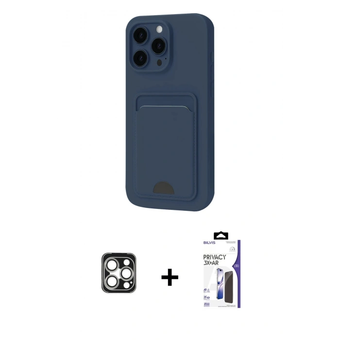 MARSİLYAN™- iPhone 16 Pro Max Kılıf Vadi Çizgi Prime - Siyah Bilvis 3X AR Hayalet Cam Ekran Koruyucu + PVD Metal Kamera Lens - GS