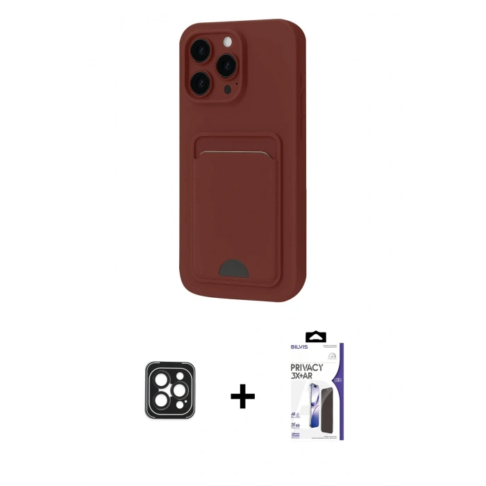 MARSİLYAN™- iPhone 16 Pro Max Kılıf Vadi Çizgi Prime - Siyah Bilvis 3X AR Hayalet Cam Ekran Koruyucu + PVD Metal Kamera Lens - SH