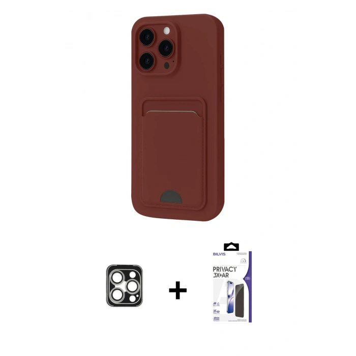 MARSİLYAN™- iPhone 16 Pro Max Kılıf Vadi Çizgi Prime - Siyah Bilvis 3X AR Hayalet Cam Ekran Koruyucu + PVD Metal Kamera Lens - GS