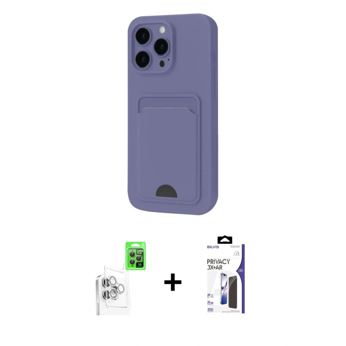 MARSİLYAN™- iPhone 16 Pro Max Kılıf Vadi Çizgi Prime - Siyah Bilvis 3X AR Hayalet Cam Ekran Koruyucu + Raze Metal Kamera Lens - BZ