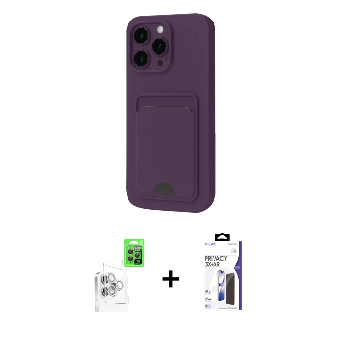 MARSİLYAN™- iPhone 16 Pro Max Kılıf Vadi Çizgi Prime - Siyah Bilvis 3X AR Hayalet Cam Ekran Koruyucu + Raze Metal Kamera Lens - BZ