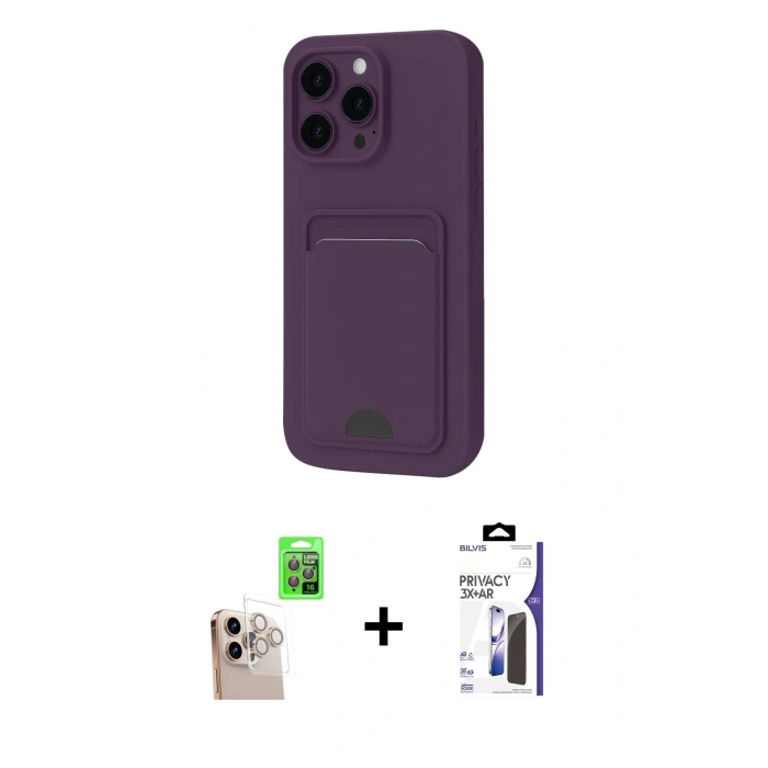 MARSİLYAN™- iPhone 16 Pro Max Kılıf Vadi Çizgi Prime - Siyah Bilvis 3X AR Hayalet Cam Ekran Koruyucu + Raze Metal Kamera Lens - NLGY
