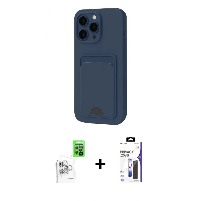 MARSİLYAN™- iPhone 16 Pro Max Kılıf Vadi Çizgi Prime - Siyah Bilvis 3X AR Hayalet Cam Ekran Koruyucu + Raze Metal Kamera Lens - BZ