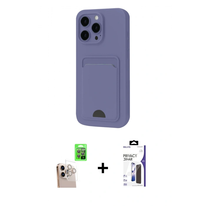 MARSİLYAN™- iPhone 16 Pro Max Kılıf Vadi Çizgi Prime - Siyah Bilvis 3X AR Hayalet Cam Ekran Koruyucu + Raze Metal Kamera Lens - NLGY