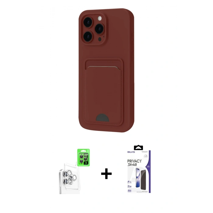 MARSİLYAN™- iPhone 16 Pro Max Kılıf Vadi Çizgi Prime - Siyah Bilvis 3X AR Hayalet Cam Ekran Koruyucu + Raze Metal Kamera Lens - BZ
