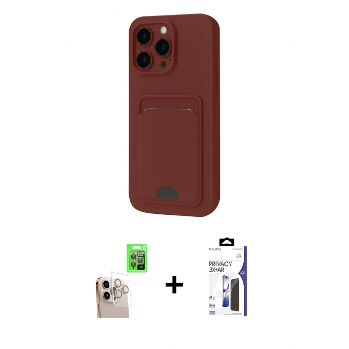 MARSİLYAN™- iPhone 16 Pro Max Kılıf Vadi Çizgi Prime - Siyah Bilvis 3X AR Hayalet Cam Ekran Koruyucu + Raze Metal Kamera Lens - NLGY