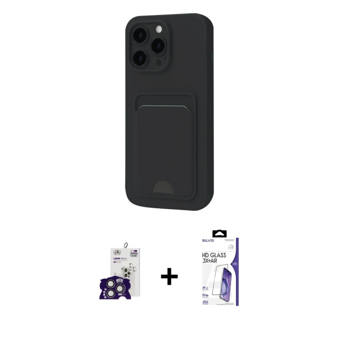 MARSİLYAN™- iPhone 16 Pro Max Kılıf Vadi Çizgi Prime - Siyah Bilvis 3X AR HD Cam Ekran Koruyucu + Bilvis Titan Kamera Lens - TMGI