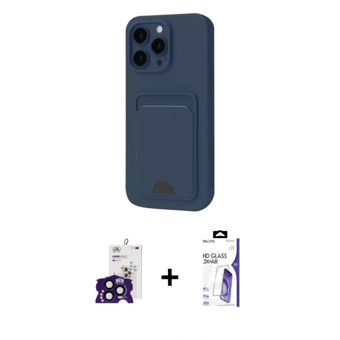 MARSİLYAN™- iPhone 16 Pro Max Kılıf Vadi Çizgi Prime - Siyah Bilvis 3X AR HD Cam Ekran Koruyucu + Bilvis Titan Kamera Lens - SH