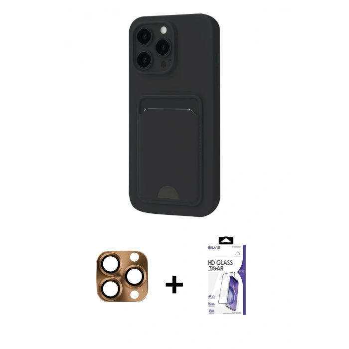 MARSİLYAN™- iPhone 16 Pro Max Kılıf Vadi Çizgi Prime - Siyah Bilvis 3X AR HD Cam Ekran Koruyucu + Pers Alüminyum Kamera Lens - CLTM