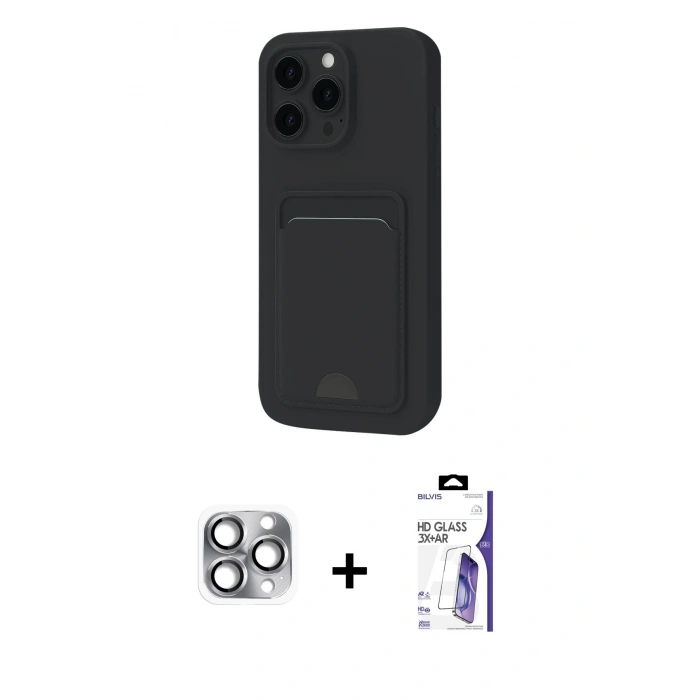 MARSİLYAN™- iPhone 16 Pro Max Kılıf Vadi Çizgi Prime - Siyah Bilvis 3X AR HD Cam Ekran Koruyucu + Pers Alüminyum Kamera Lens - GI