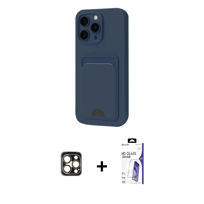 MARSİLYAN™- iPhone 16 Pro Max Kılıf Vadi Çizgi Prime - Siyah Bilvis 3X AR HD Cam Ekran Koruyucu + PVD Metal Kamera Lens - GD