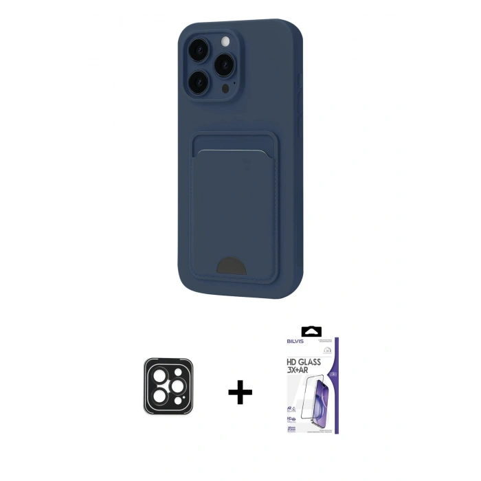 MARSİLYAN™- iPhone 16 Pro Max Kılıf Vadi Çizgi Prime - Siyah Bilvis 3X AR HD Cam Ekran Koruyucu + PVD Metal Kamera Lens - SH
