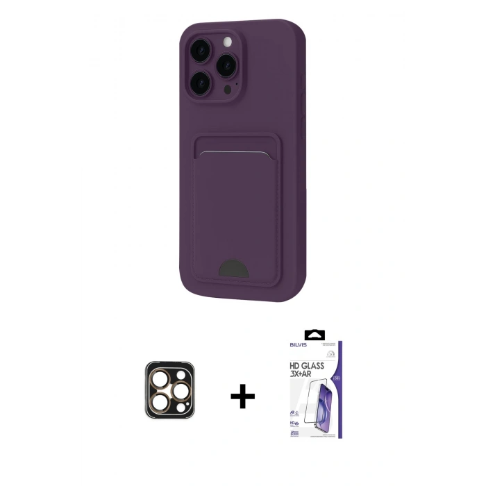 MARSİLYAN™- iPhone 16 Pro Max Kılıf Vadi Çizgi Prime - Siyah Bilvis 3X AR HD Cam Ekran Koruyucu + PVD Metal Kamera Lens - GD