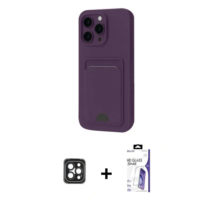 MARSİLYAN™- iPhone 16 Pro Max Kılıf Vadi Çizgi Prime - Siyah Bilvis 3X AR HD Cam Ekran Koruyucu + PVD Metal Kamera Lens - SH