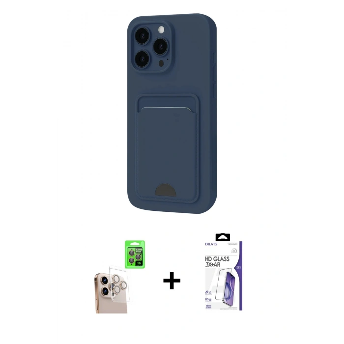 MARSİLYAN™- iPhone 16 Pro Max Kılıf Vadi Çizgi Prime - Siyah Bilvis 3X AR HD Cam Ekran Koruyucu + Raze Metal Kamera Lens - NLGY