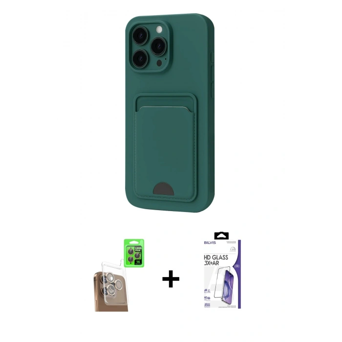 MARSİLYAN™- iPhone 16 Pro Max Kılıf Vadi Çizgi Prime - Siyah Bilvis 3X AR HD Cam Ekran Koruyucu + Raze Metal Kamera Lens - CLTM