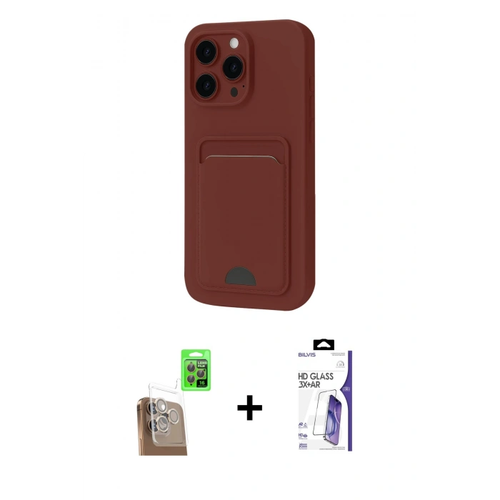 MARSİLYAN™- iPhone 16 Pro Max Kılıf Vadi Çizgi Prime - Siyah Bilvis 3X AR HD Cam Ekran Koruyucu + Raze Metal Kamera Lens - CLTM