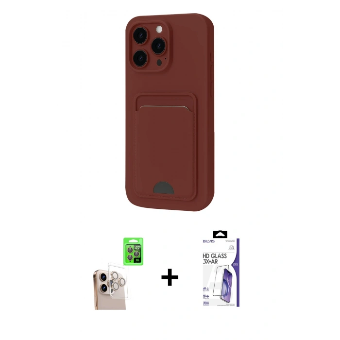 MARSİLYAN™- iPhone 16 Pro Max Kılıf Vadi Çizgi Prime - Siyah Bilvis 3X AR HD Cam Ekran Koruyucu + Raze Metal Kamera Lens - NLGY