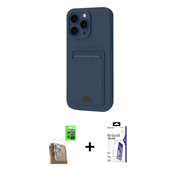 MARSİLYAN™- iPhone 16 Pro Max Kılıf Vadi Çizgi Prime - Siyah Bilvis 3X AR HD Cam Ekran Koruyucu + Raze Metal Kamera Lens - CLTM